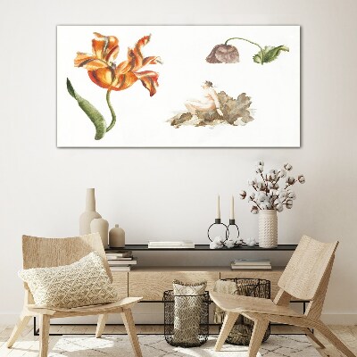 Tableau en verre Motifs floraux aux nuances délicates