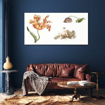 Tableau en verre Motifs floraux aux nuances délicates