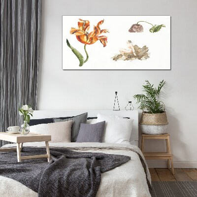 Tableau en verre Motifs floraux aux nuances délicates