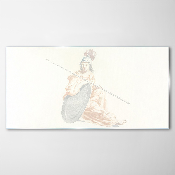 Tableau imprimé sur verre Défenseur avec bouclier et lance