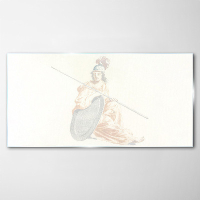 Tableau imprimé sur verre Défenseur avec bouclier et lance