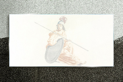 Tableau imprimé sur verre Défenseur avec bouclier et lance