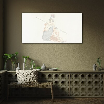 Tableau imprimé sur verre Défenseur avec bouclier et lance