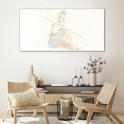 Tableau imprimé sur verre Défenseur avec bouclier et lance