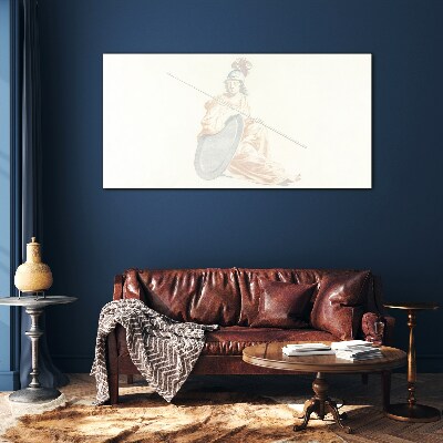 Tableau imprimé sur verre Défenseur avec bouclier et lance