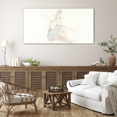Tableau imprimé sur verre Défenseur avec bouclier et lance
