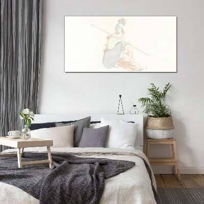 Tableau imprimé sur verre Défenseur avec bouclier et lance