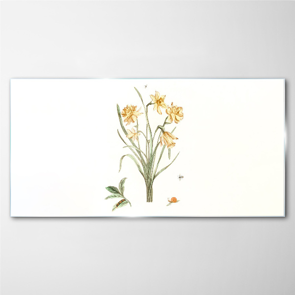 Tableau sur verre Fleurs de jonquille avec un motif naturel