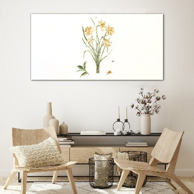 Tableau sur verre Fleurs de jonquille avec un motif naturel