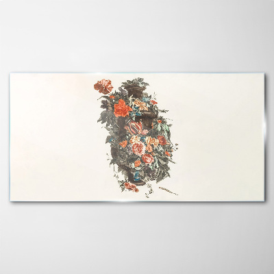 Tableau photo sur verre Vase floral aux couleurs délicates