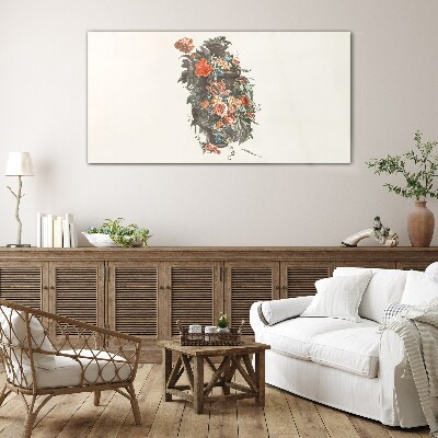 Tableau photo sur verre Vase floral aux couleurs délicates