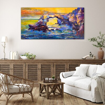 Tableau en verre Coucher de soleil sur la porte de la mer