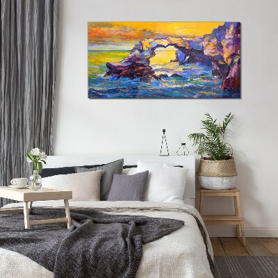 Tableau en verre Coucher de soleil sur la porte de la mer