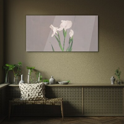 Tableau verre imprimé Fleurs sur fond gris
