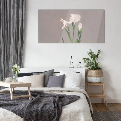 Tableau verre imprimé Fleurs sur fond gris