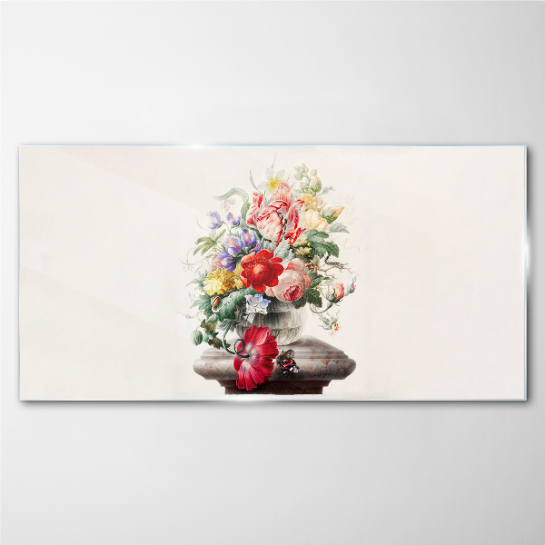 Tableau imprimé sur verre Composition florale dans un vase