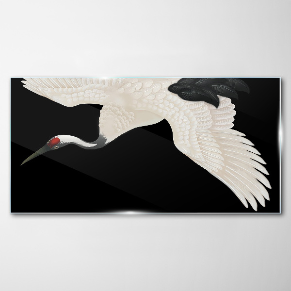 Tableau verre imprimé L'élégance de la silhouette de la grue blanche