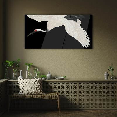 Tableau verre imprimé L'élégance de la silhouette de la grue blanche