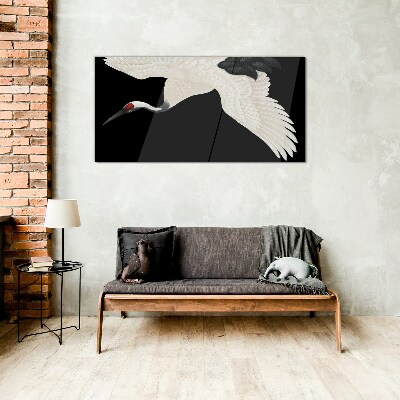 Tableau verre imprimé L'élégance de la silhouette de la grue blanche