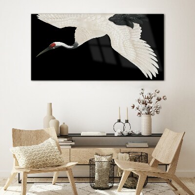 Tableau verre imprimé L'élégance de la silhouette de la grue blanche