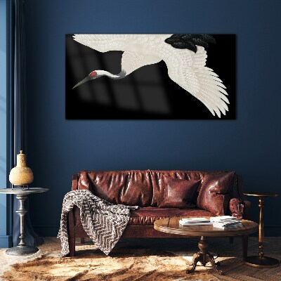 Tableau verre imprimé L'élégance de la silhouette de la grue blanche