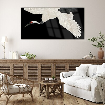 Tableau verre imprimé L'élégance de la silhouette de la grue blanche