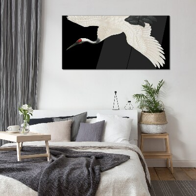 Tableau verre imprimé L'élégance de la silhouette de la grue blanche
