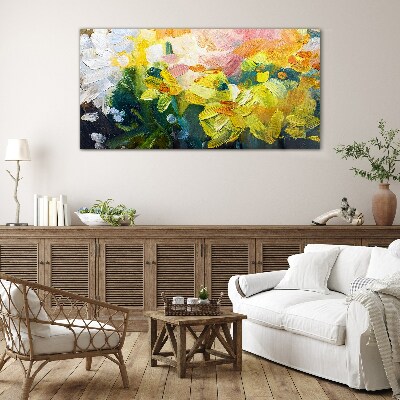 Tableau photo sur verre Fleurs de printemps aux couleurs intenses