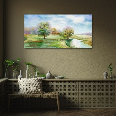 Tableau verre imprimé Un paysage rural paisible