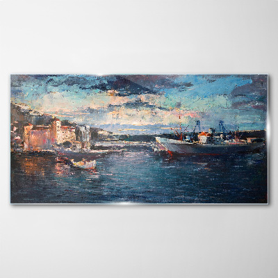 Tableau photo sur verre Paysage portuaire au crépuscule