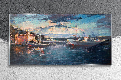 Tableau photo sur verre Paysage portuaire au crépuscule