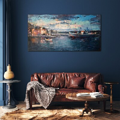 Tableau photo sur verre Paysage portuaire au crépuscule