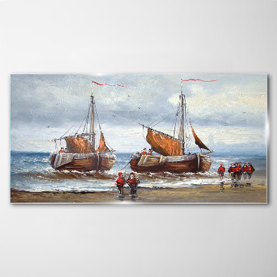 Tableau en verre Des voiles à l'horizon