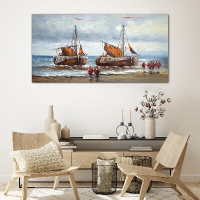 Tableau en verre Des voiles à l'horizon