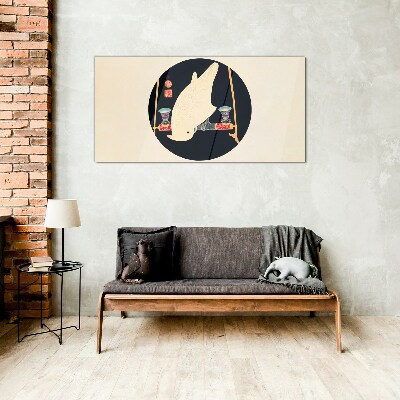 Tableau imprimé sur verre L'harmonie des poissons par une nuit de pleine lune