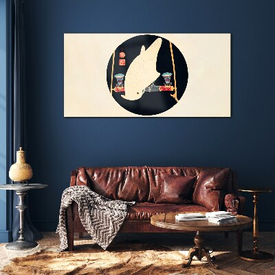 Tableau imprimé sur verre L'harmonie des poissons par une nuit de pleine lune