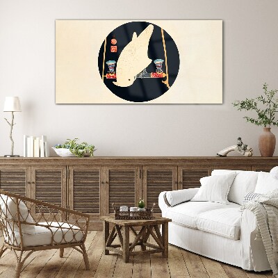 Tableau imprimé sur verre L'harmonie des poissons par une nuit de pleine lune