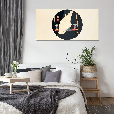 Tableau imprimé sur verre L'harmonie des poissons par une nuit de pleine lune