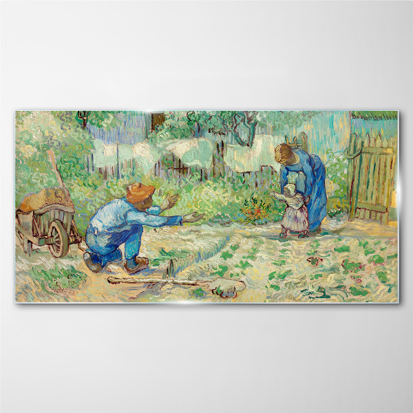 Tableau imprimé sur verre Moments en famille au jardin