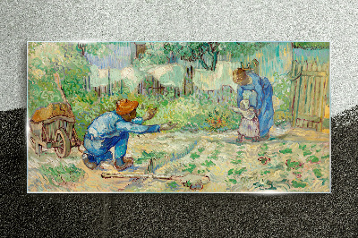 Tableau imprimé sur verre Moments en famille au jardin