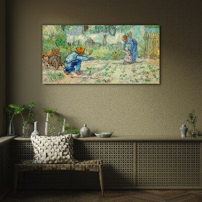 Tableau imprimé sur verre Moments en famille au jardin