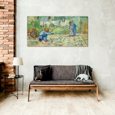 Tableau imprimé sur verre Moments en famille au jardin