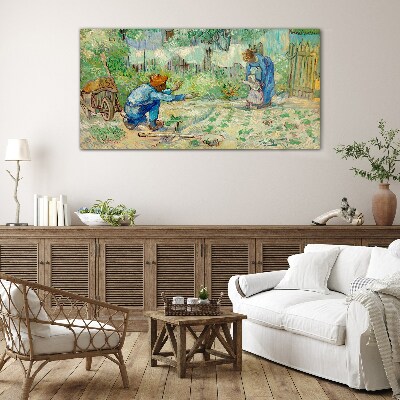 Tableau imprimé sur verre Moments en famille au jardin