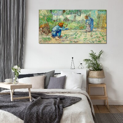 Tableau imprimé sur verre Moments en famille au jardin