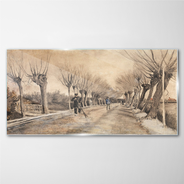 Tableau photo sur verre Paysage d'hiver avec des arbres