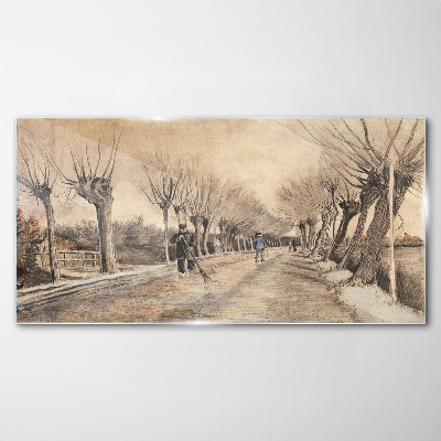 Tableau photo sur verre Paysage d'hiver avec des arbres