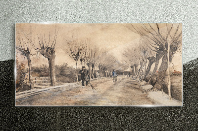 Tableau photo sur verre Paysage d'hiver avec des arbres