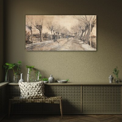 Tableau photo sur verre Paysage d'hiver avec des arbres