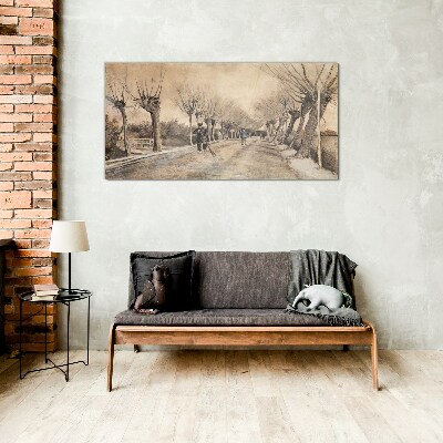 Tableau photo sur verre Paysage d'hiver avec des arbres