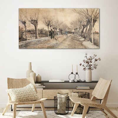 Tableau photo sur verre Paysage d'hiver avec des arbres